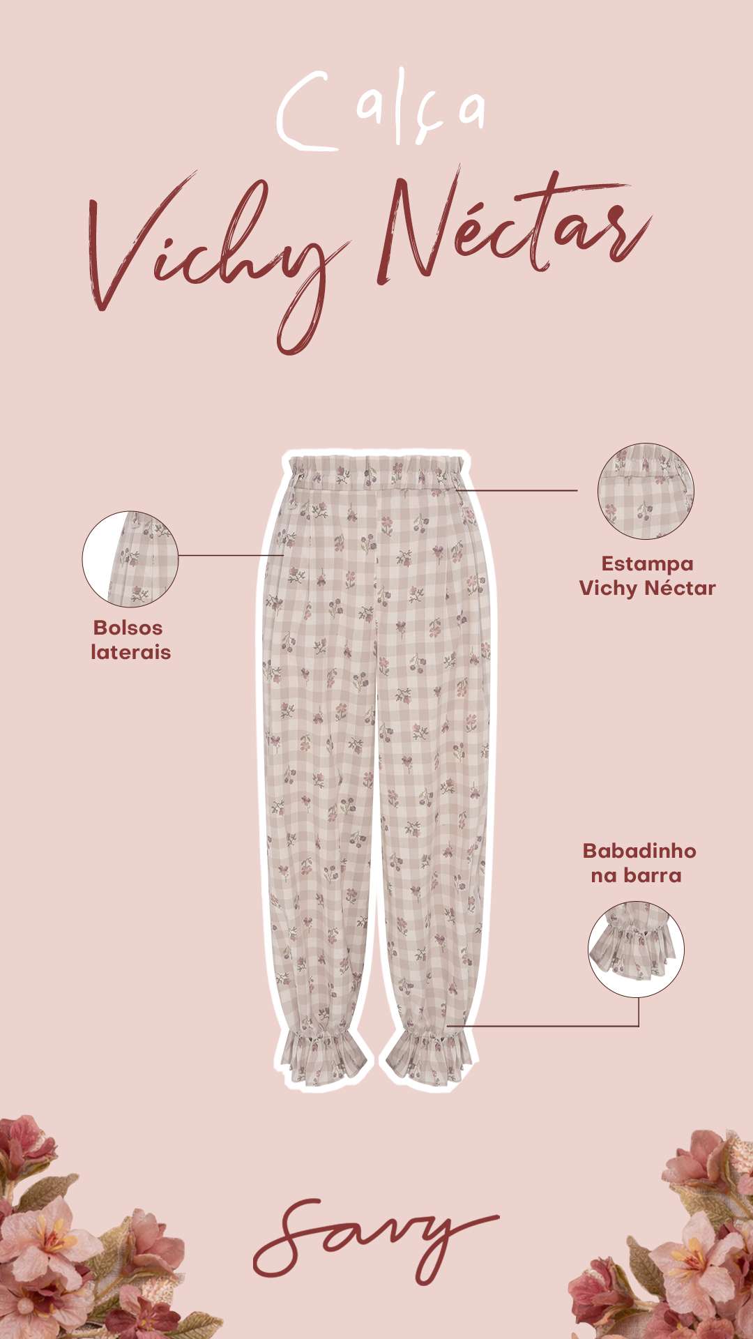CALÇA VICHY NÉCTAR - BRUMA 6