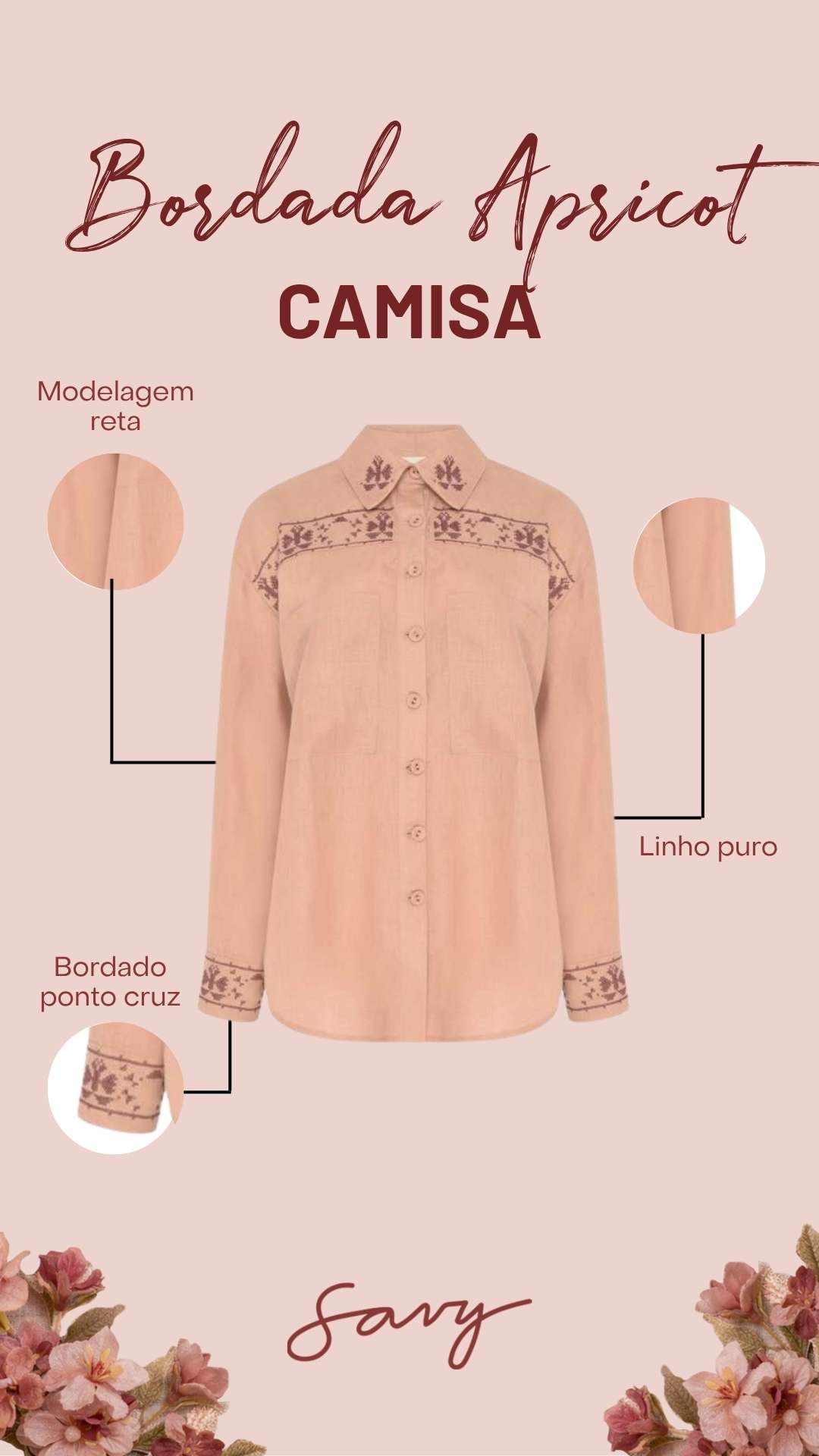 CAMISA BORDADA APRICOT - APRICOT 4
