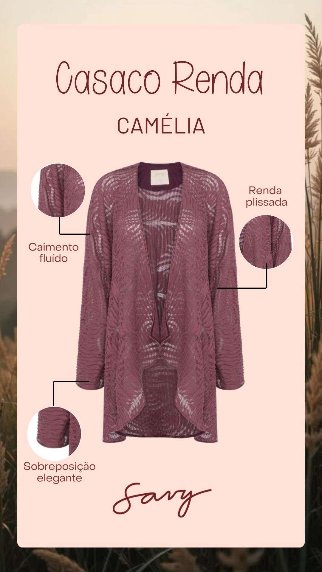 CASACO RENDA CAMÉLIA - MALVA 4