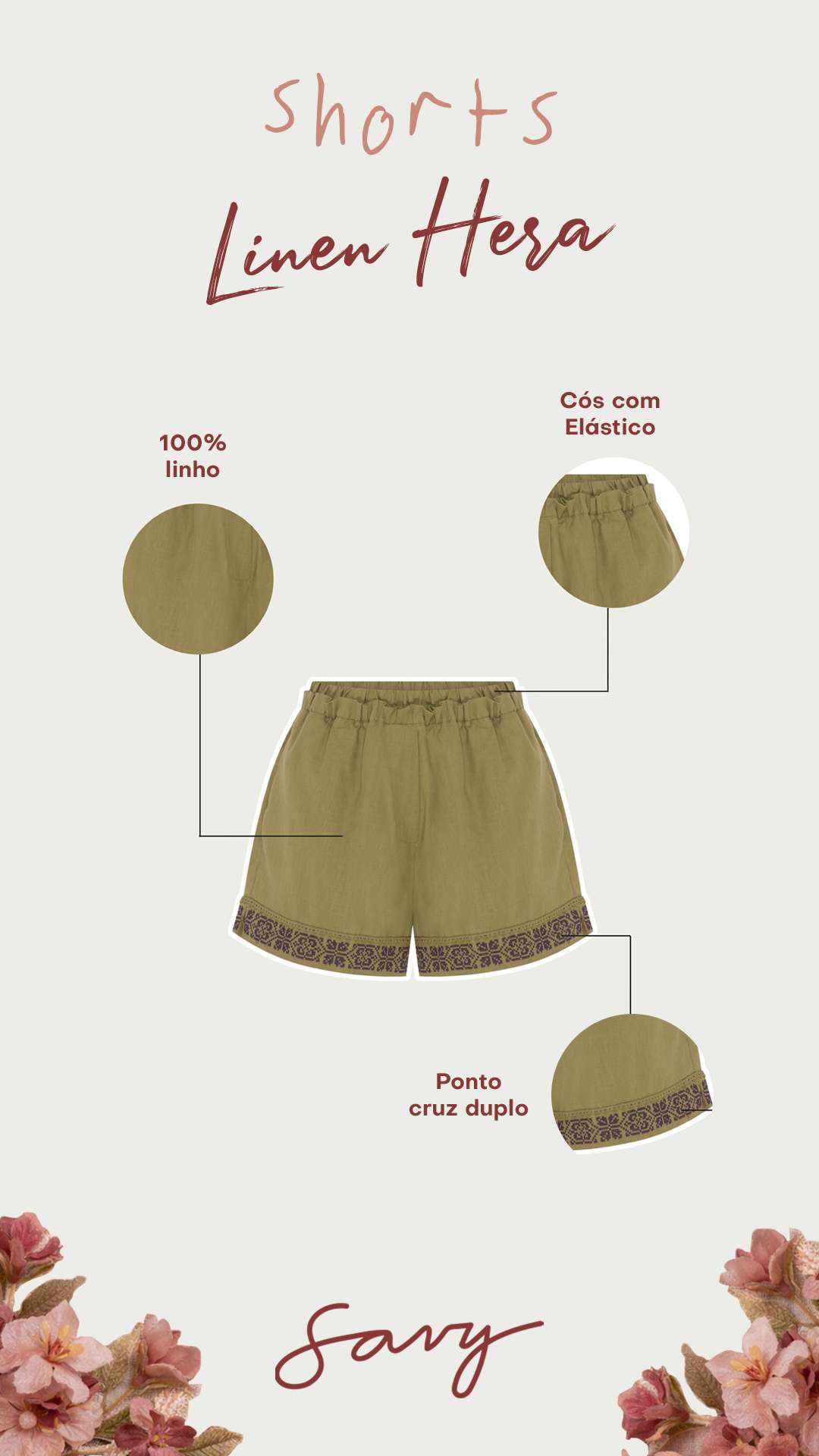 SHORTS LINEN HERA - VERDE CAMPESTRE 5